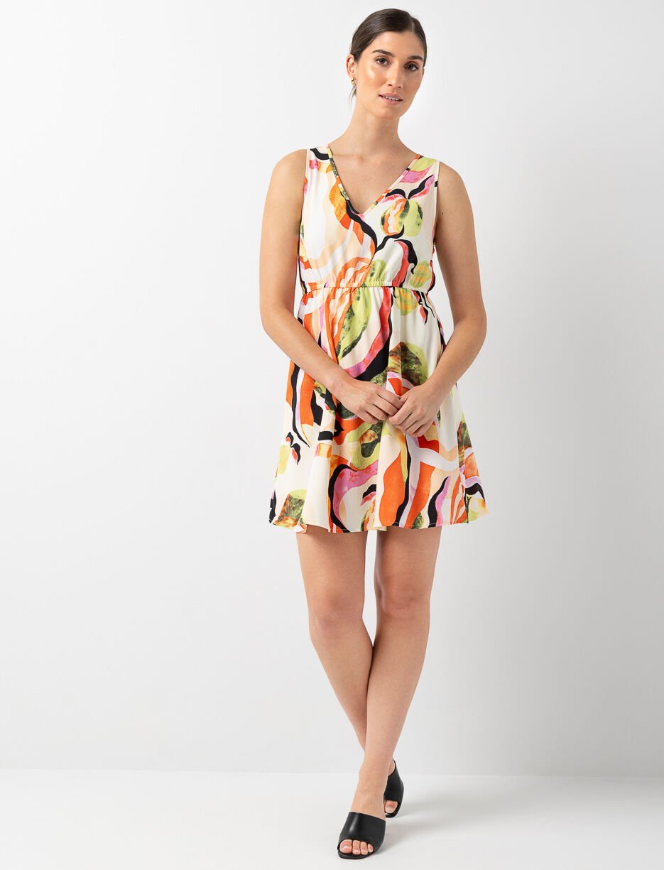 Printed V-neck Dress