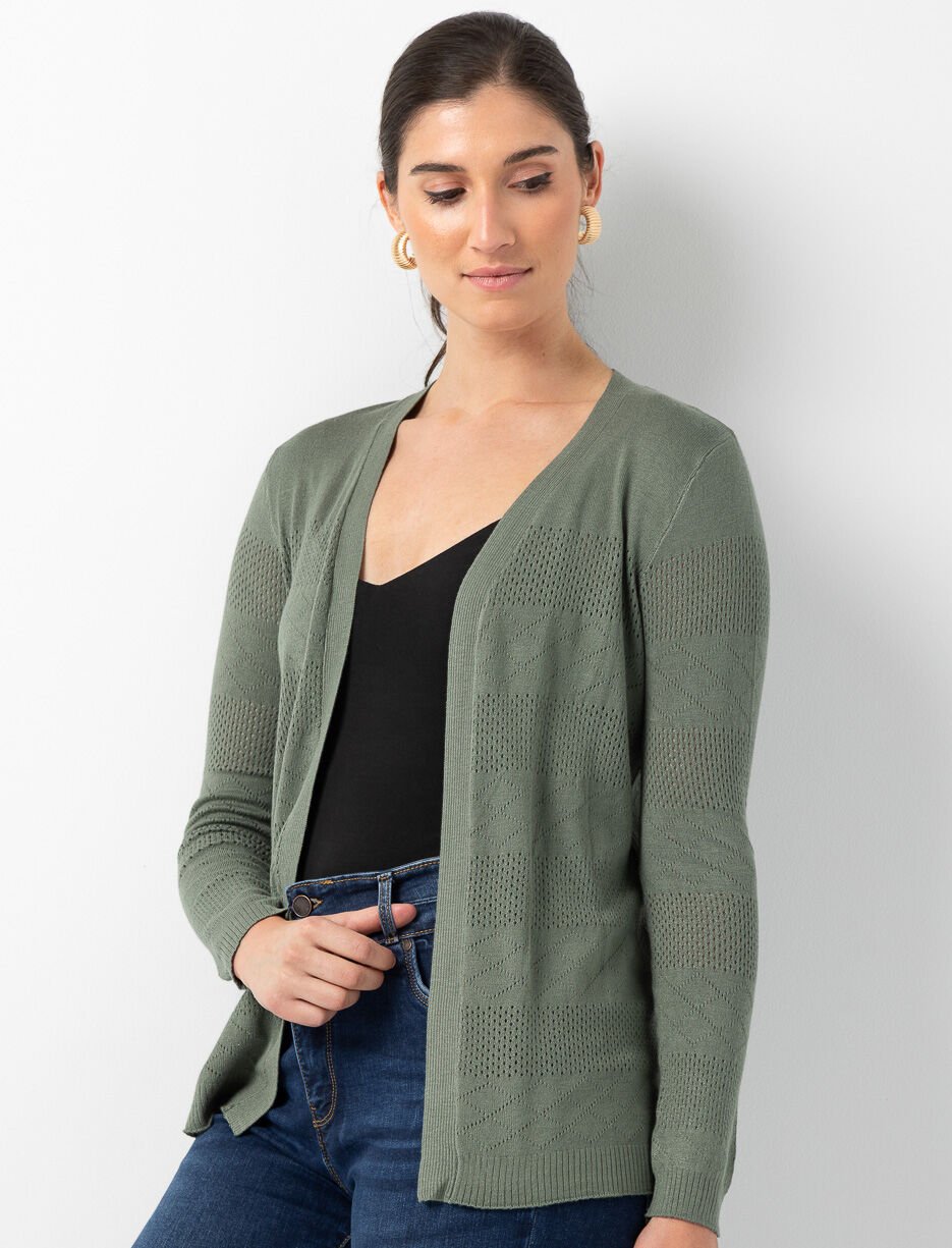 Open Pointelle Knit Cardigan