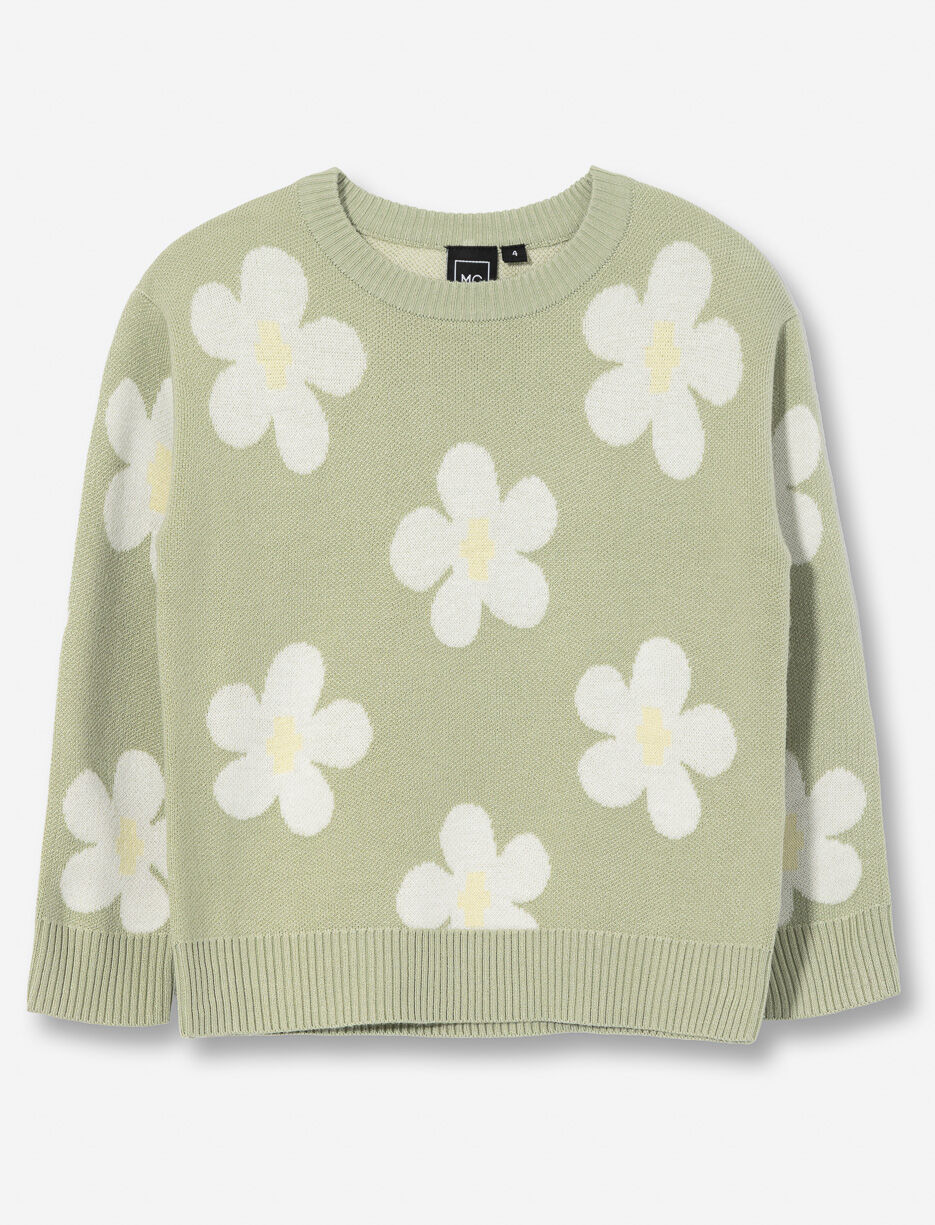 Knit Floral Sweater - Little Girl