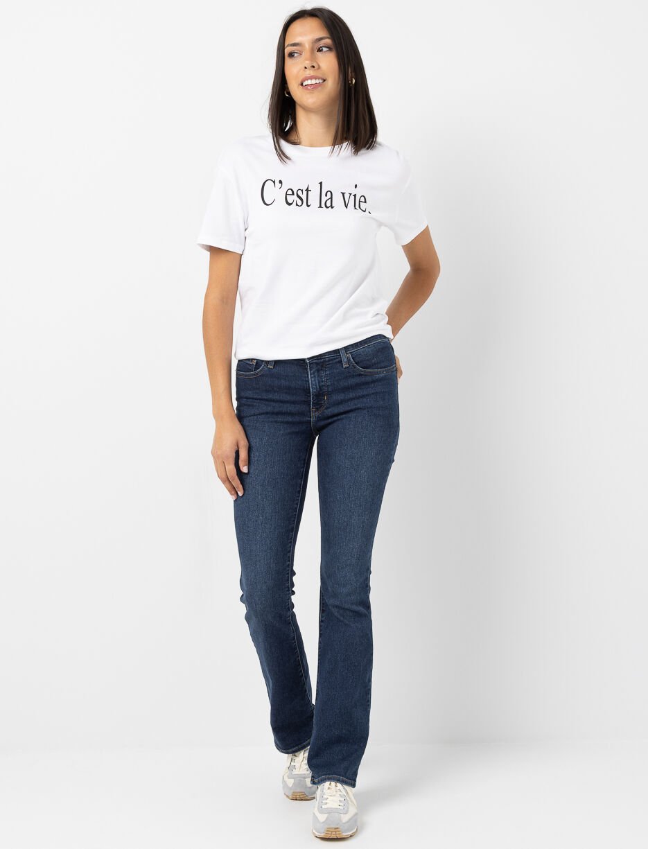 Jean semi-évasé extensible à taille mi-haute