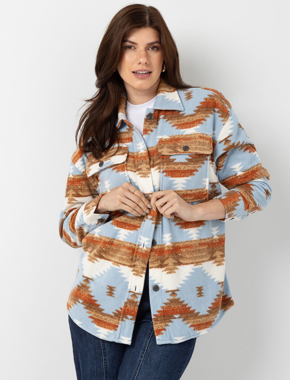 Veste-chemise en polar à motif aztèque