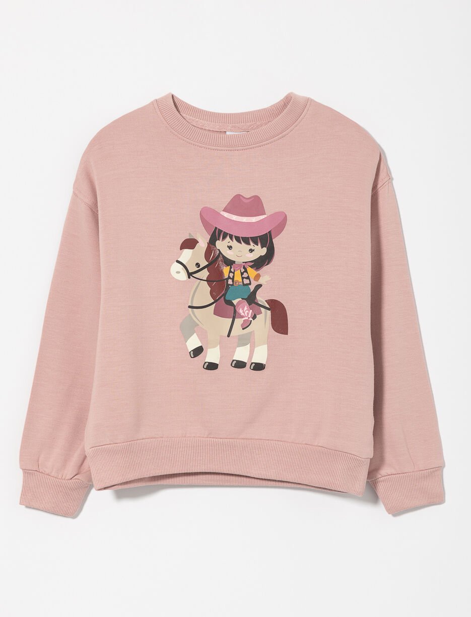 Printed Crew-neck Sweatshirt - Little Girl