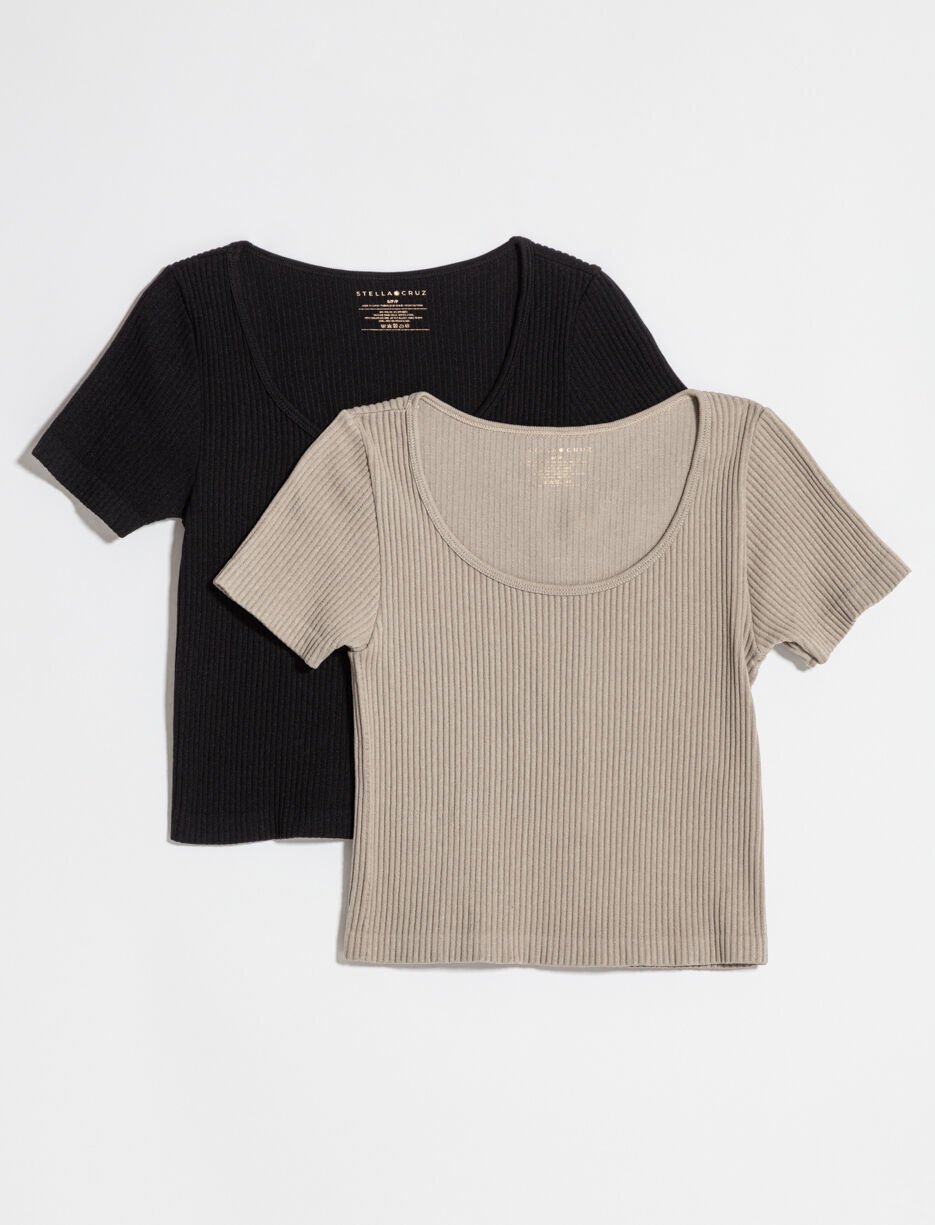 T-shirt côtelé sans coutures - Ensemble de 2
