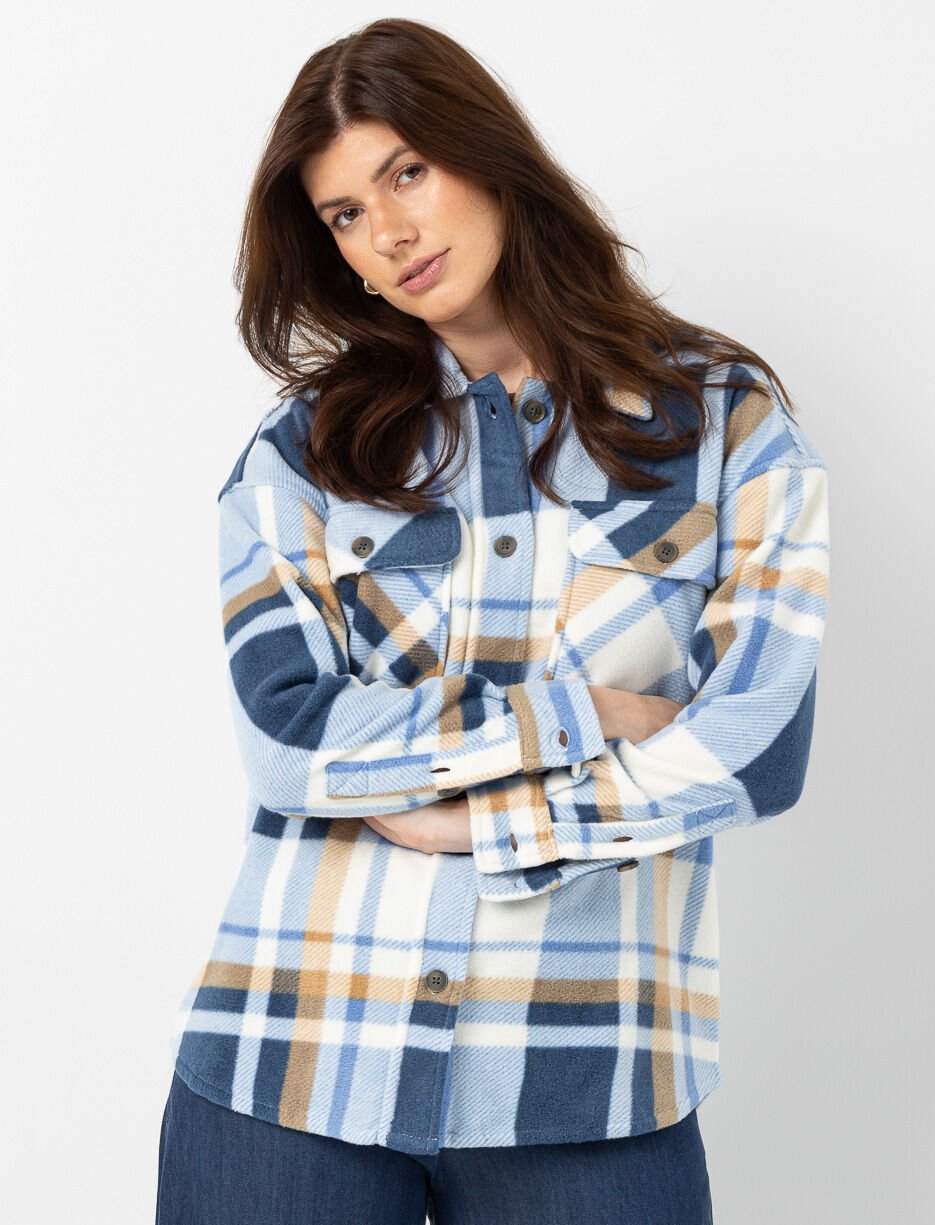 Veste-chemise à carreaux et poches