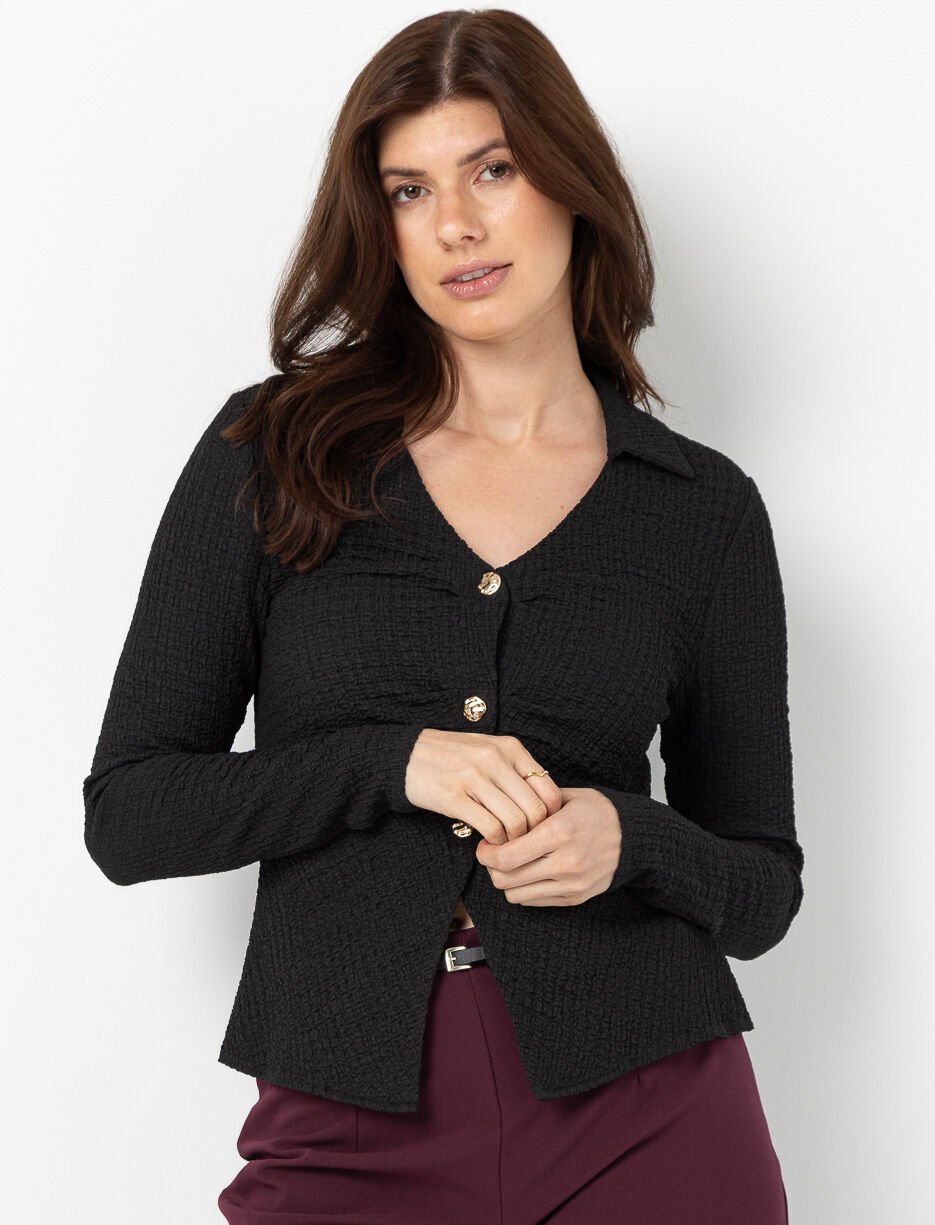Chemise texturée à boutons