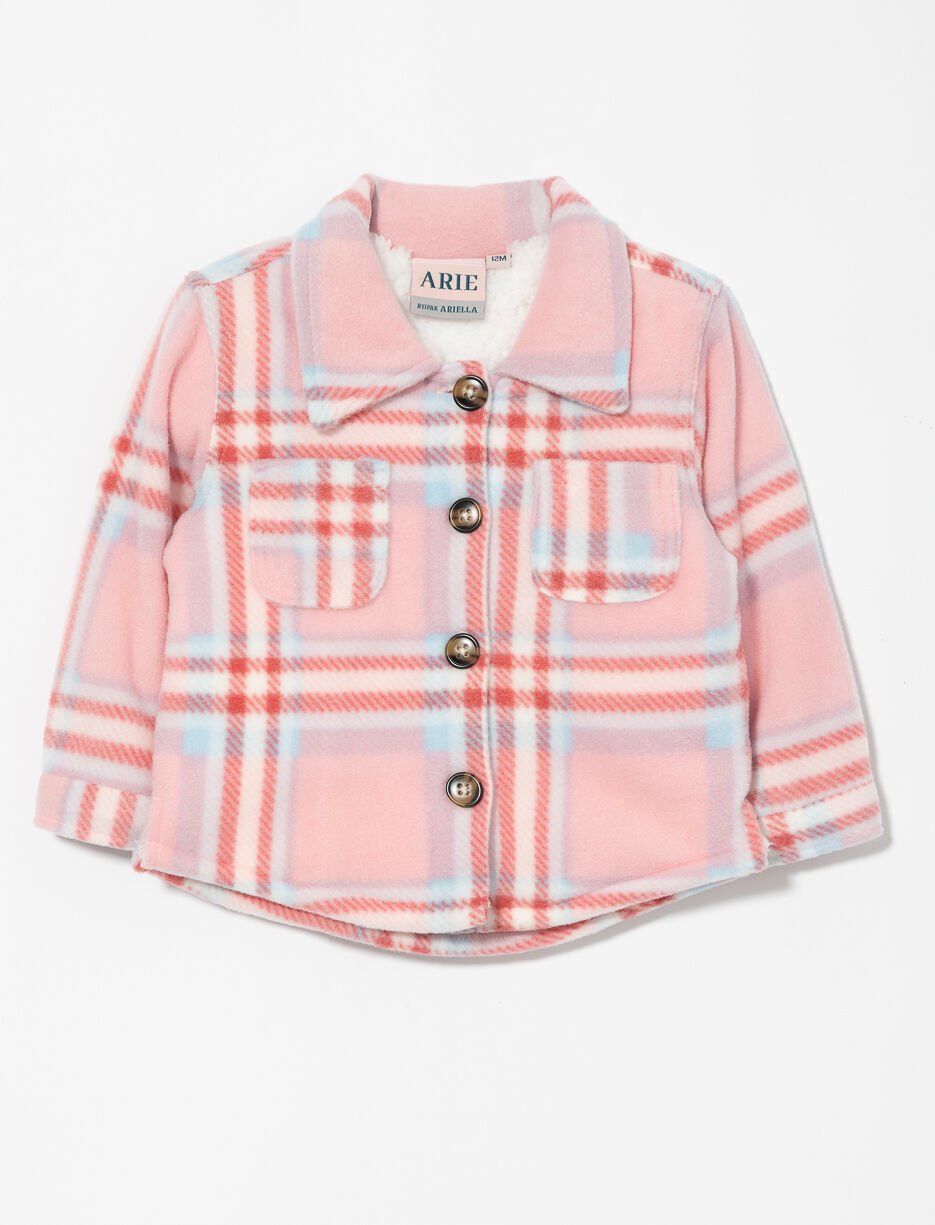 Veste-chemise à carreaux doublée sherpa - bébé fille