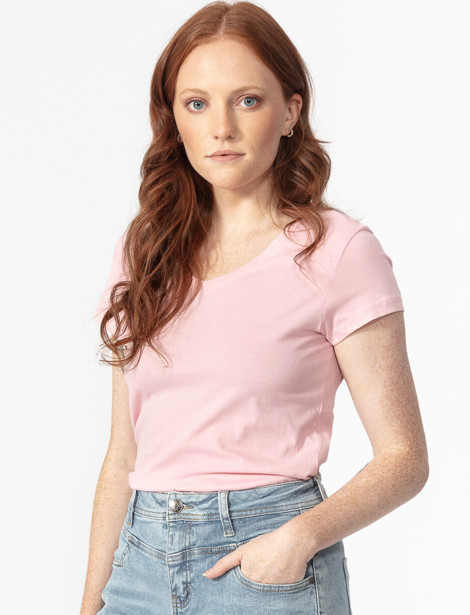 T-shirt uni col en V