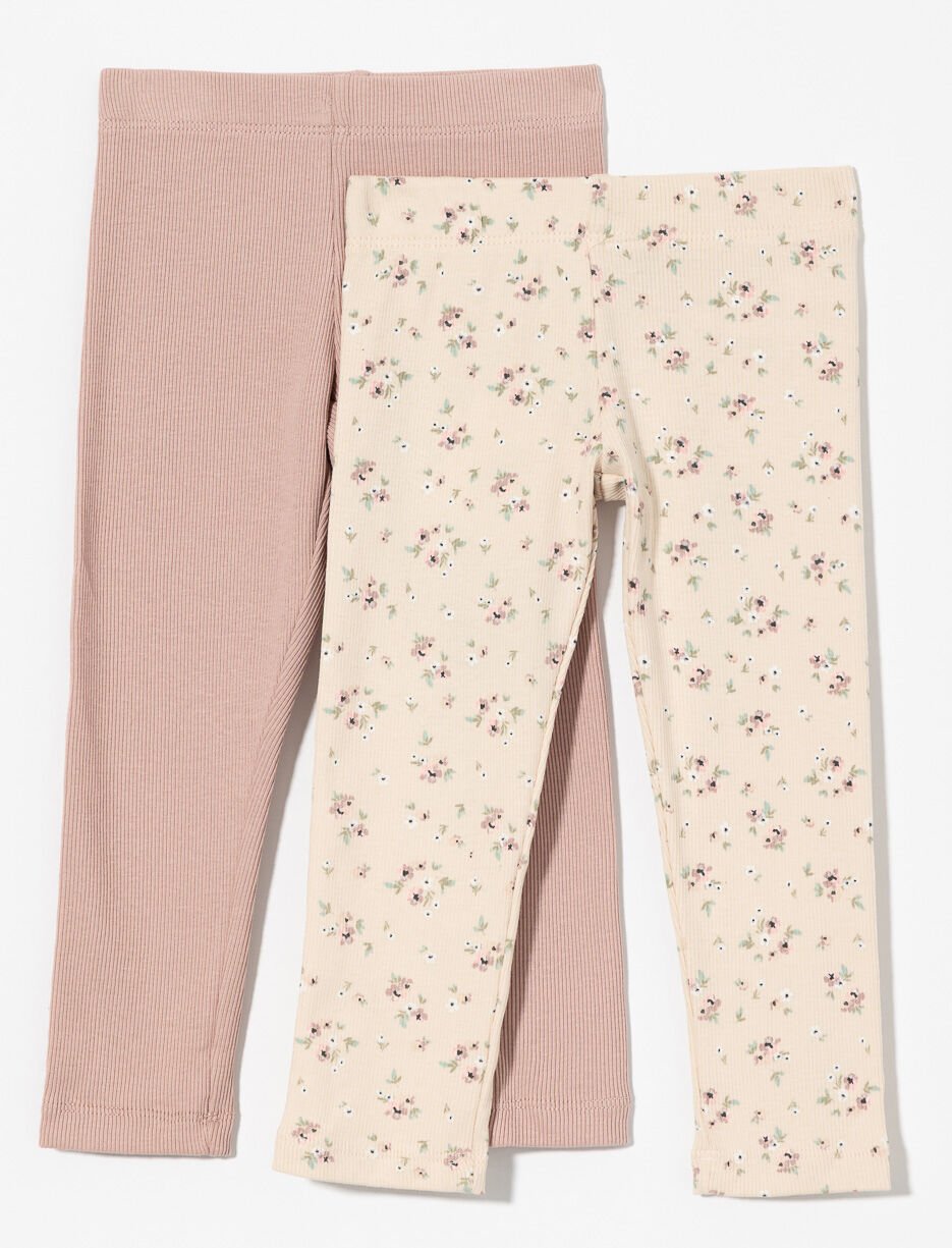 Leggings côtelés pour bébé fille- paquet de 2 
