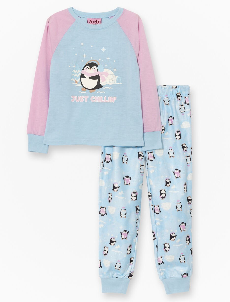 Pyjama 2 pièces imprimé pingouins - petite fille