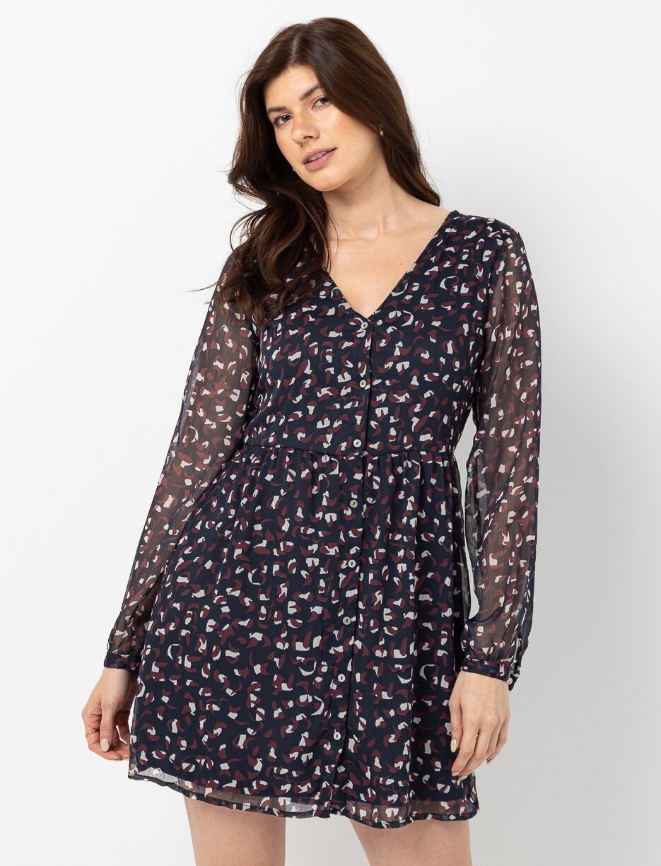 Robe imprimée léopard à boutons