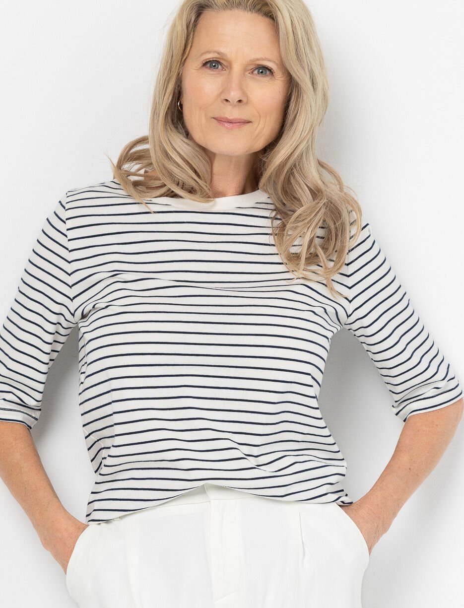 T-shirt à rayures à manches 3/4