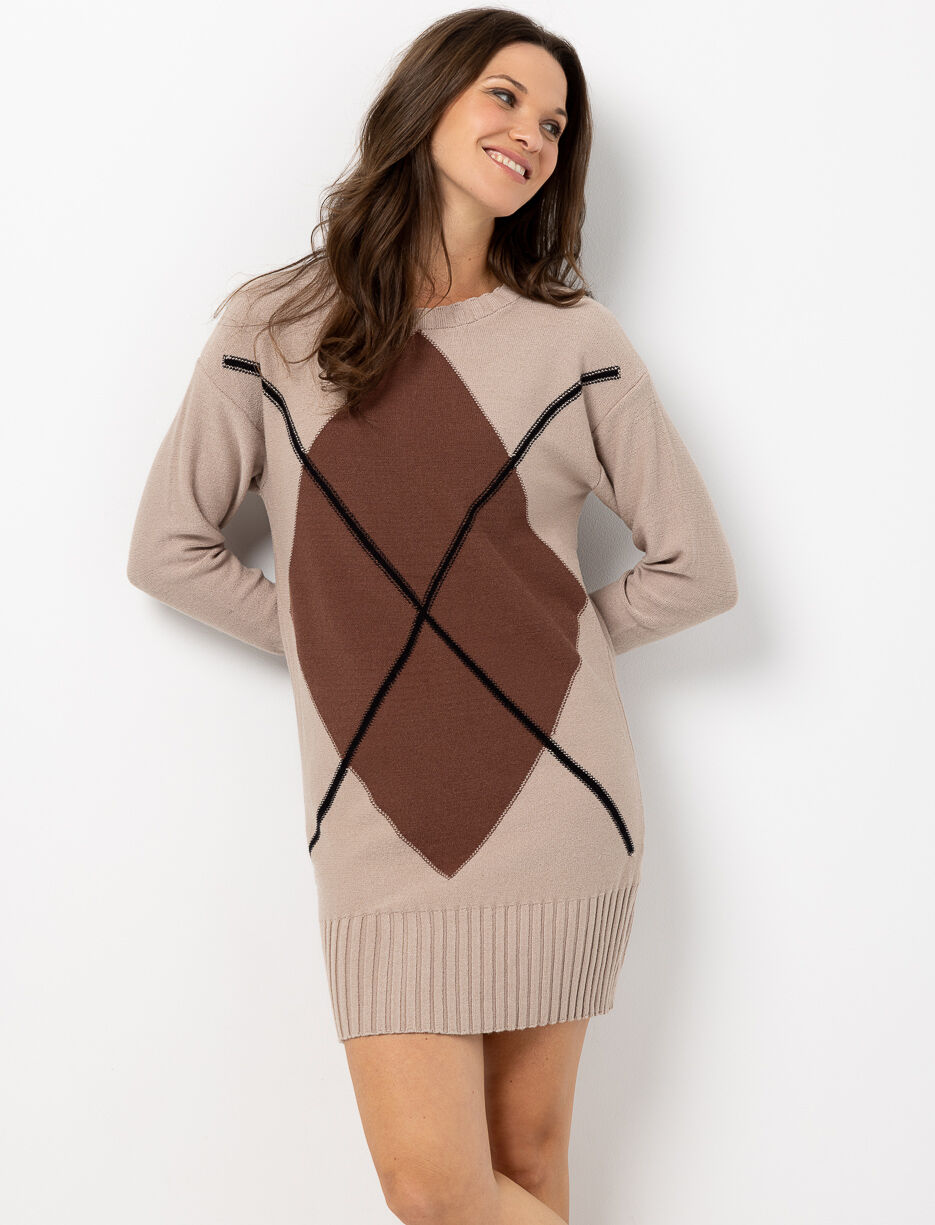 Robe en tricot à motif argyle Robe en tricot à motif argyle