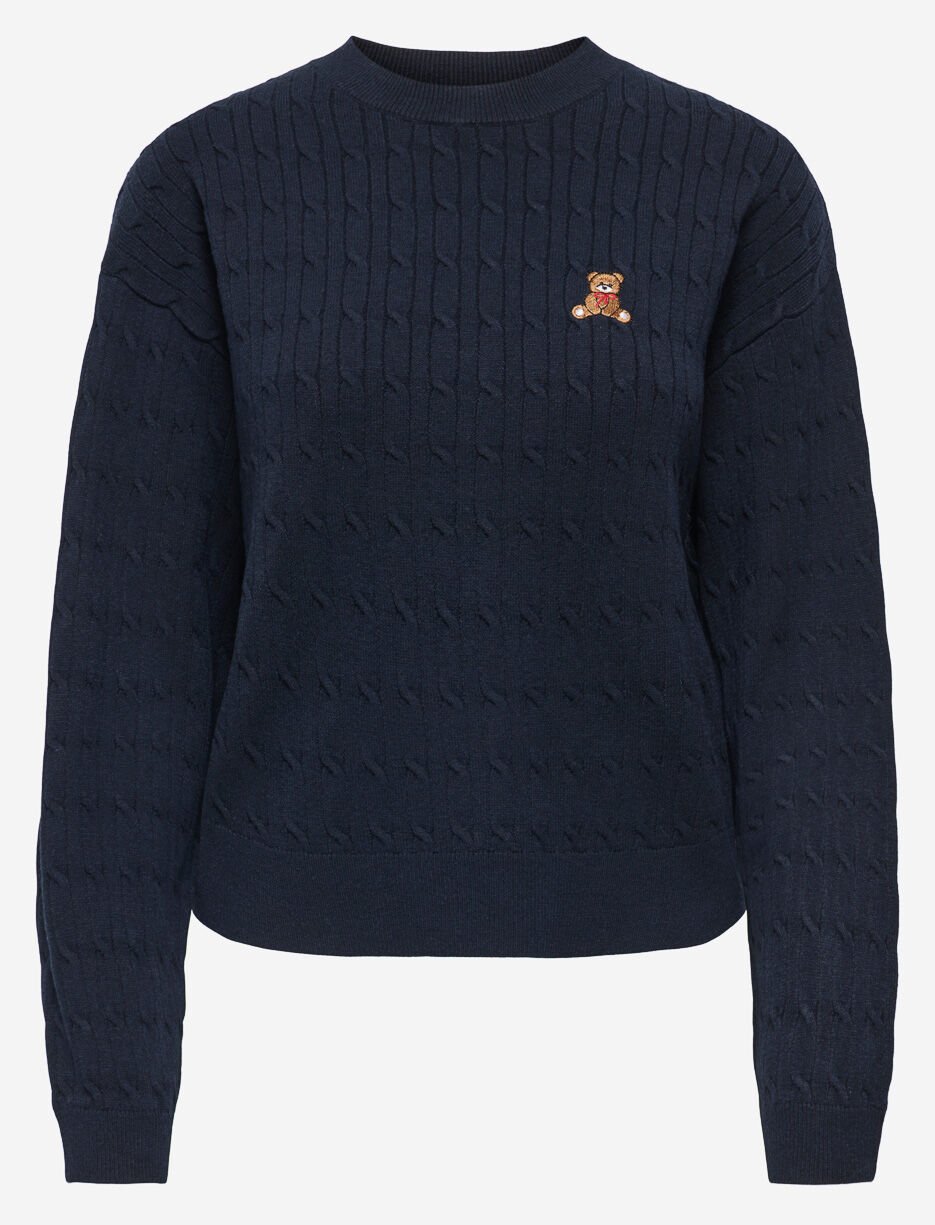 Chandail en tricot torsadé avec ourson brodé