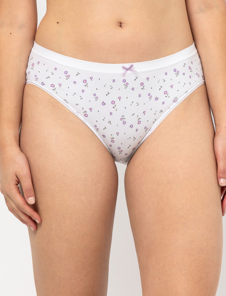 Culotte bikini fleurie sans couture