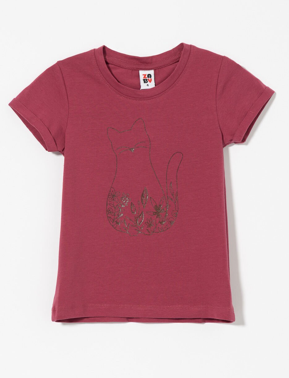Cat Print T-shirt - Little Girl