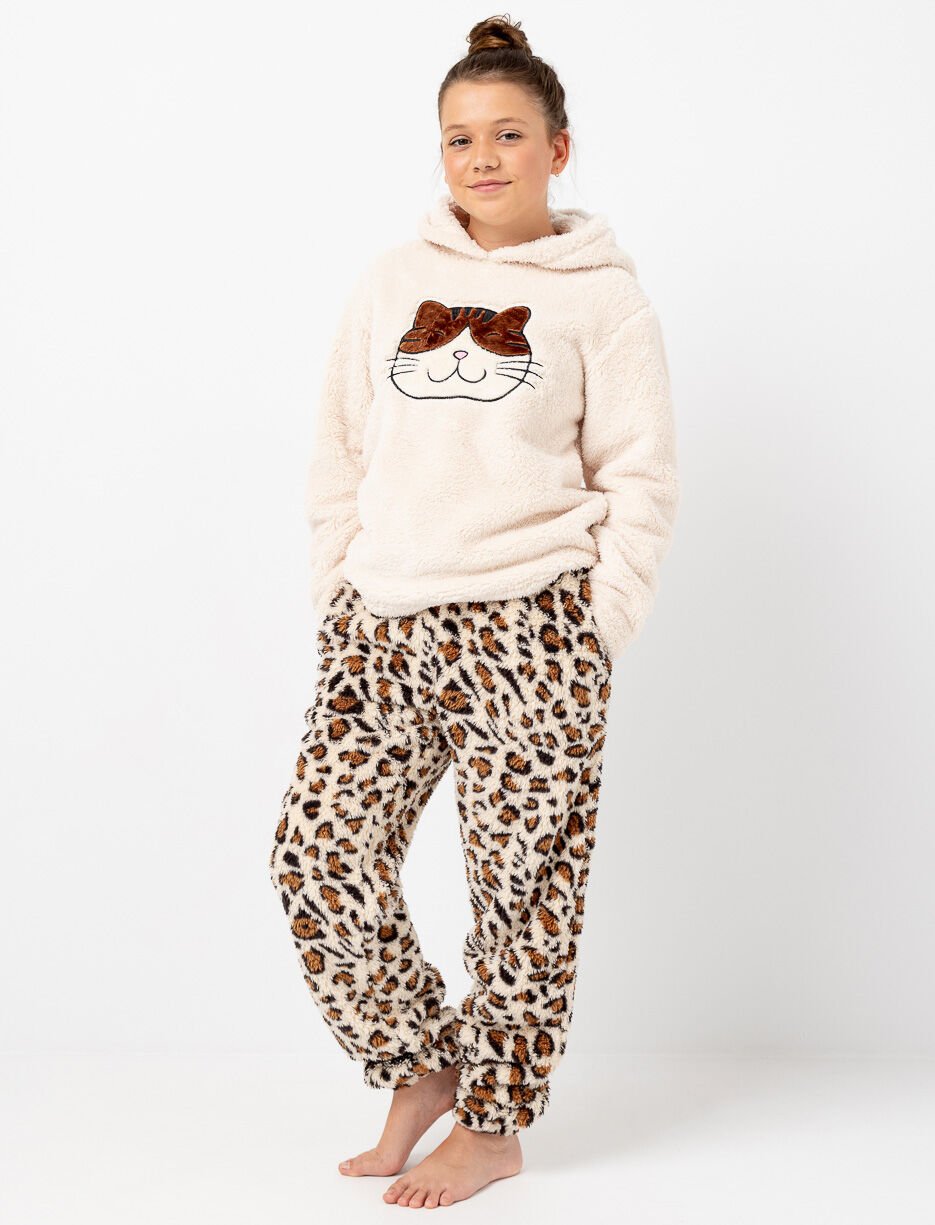 Pantalon de pyjama en peluche à imprimé léopard Pantalon de pyjama en peluche à imprimé léopard