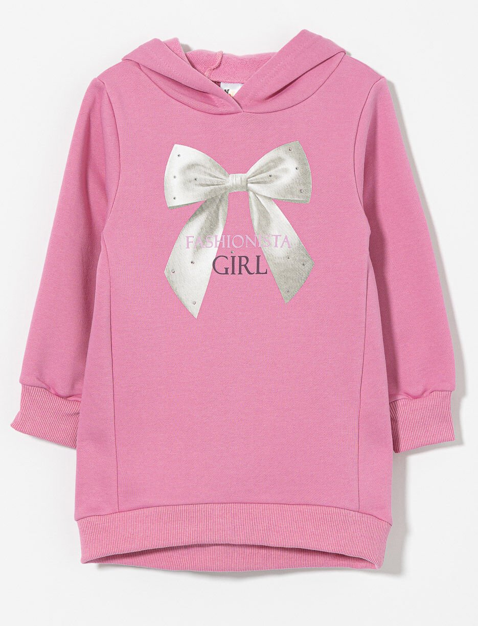 Tunique ouatée imprimée à capuchon - petite fille