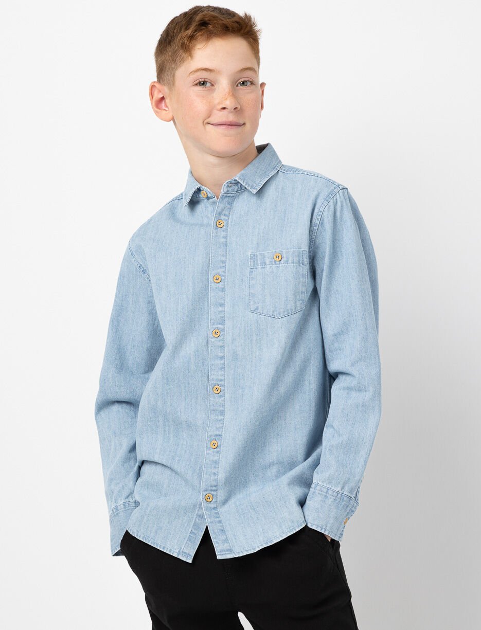 Chemise à manches longues en chambray - ado garçon