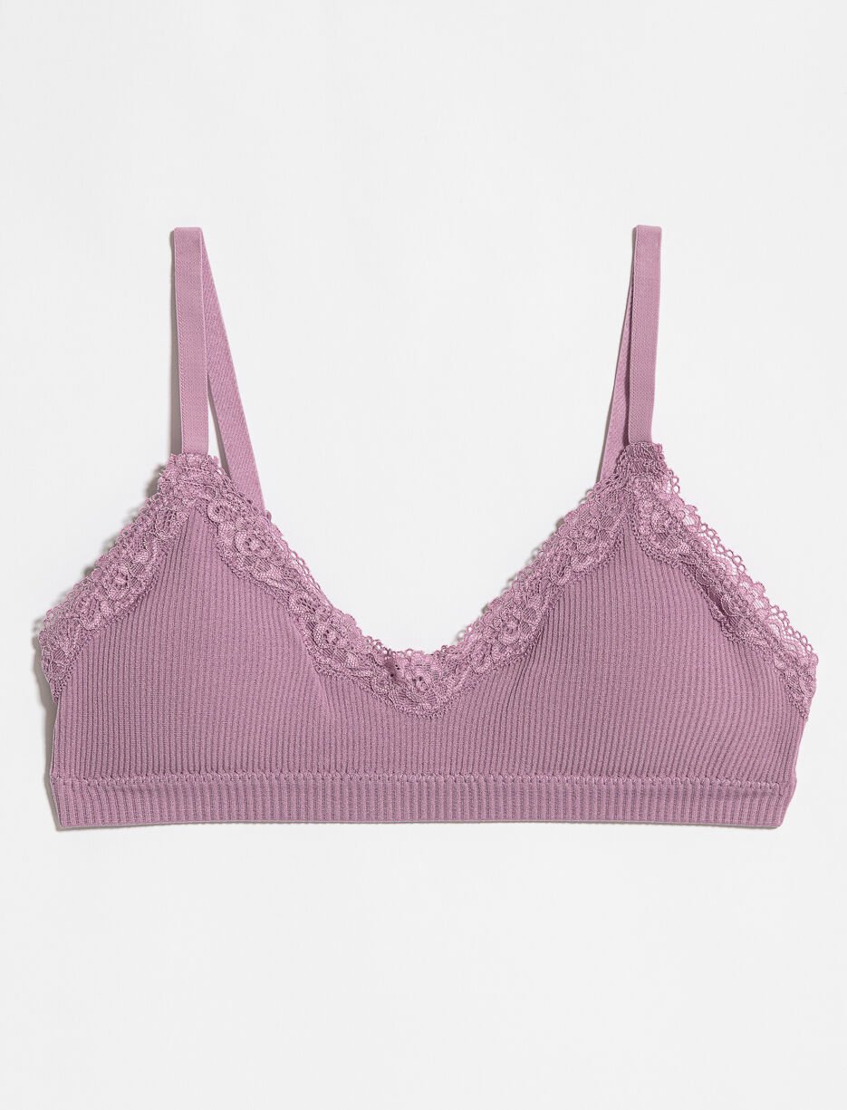 Bralette côtelée à dentelle