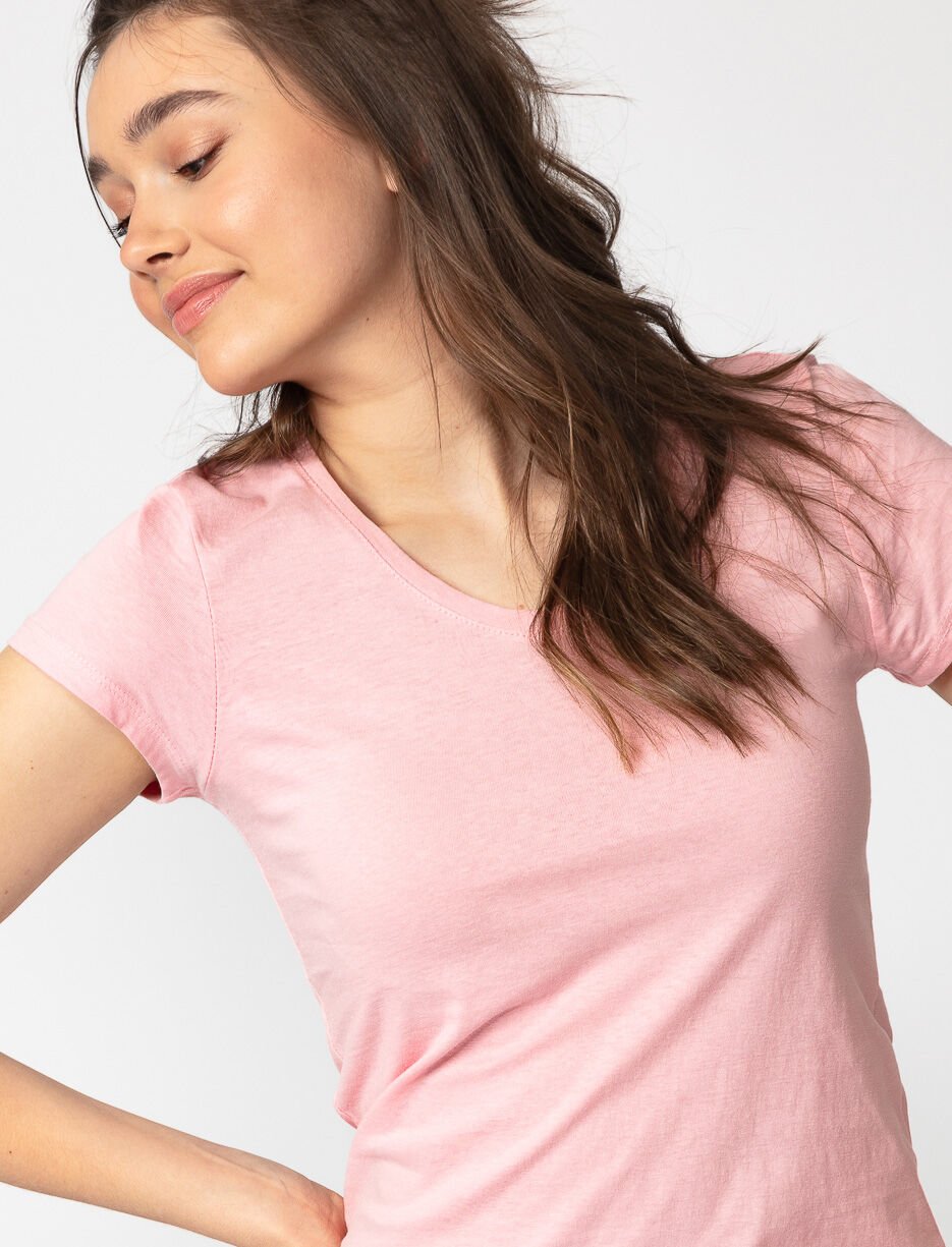 T-shirt uni col en V