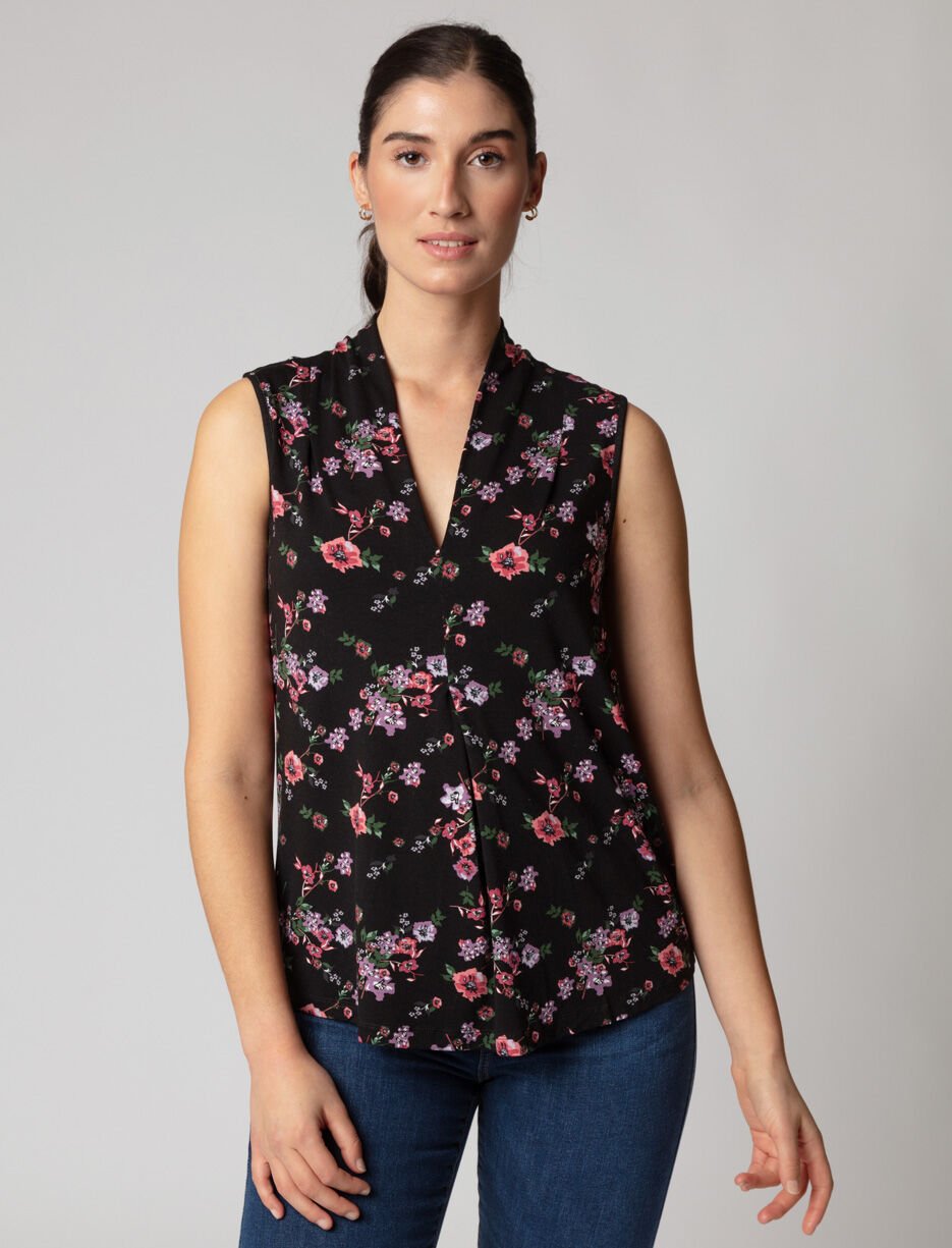 Floral V-neck Tank Top