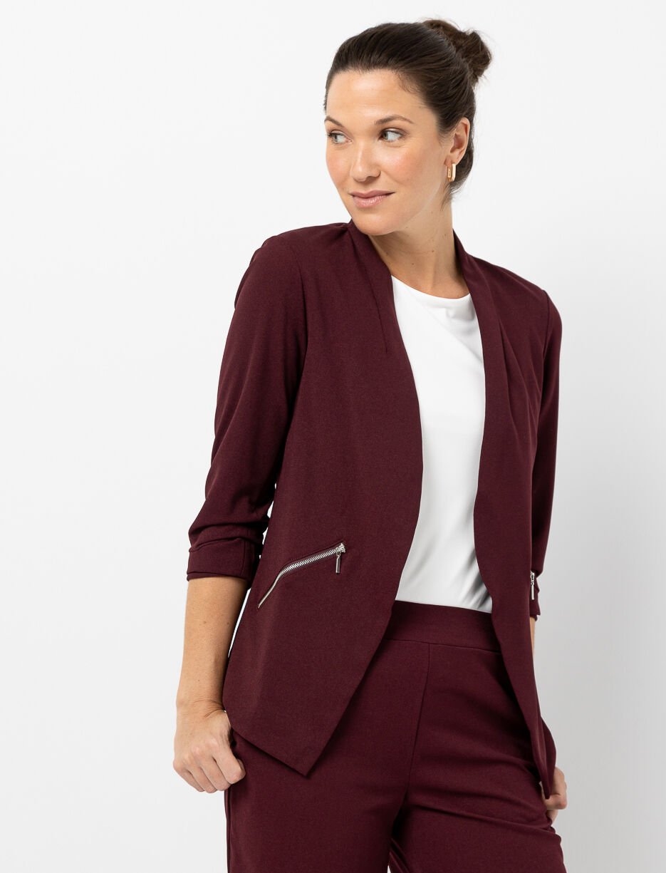 Veston ouvert avec poches zippées décoratives