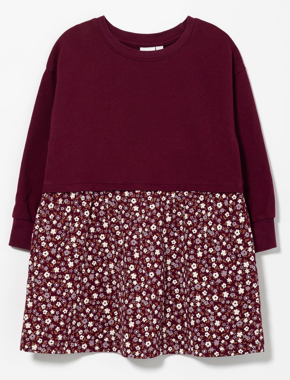 Robe bimatière fleurie - petite fille Robe bimatière fleurie - petite fille