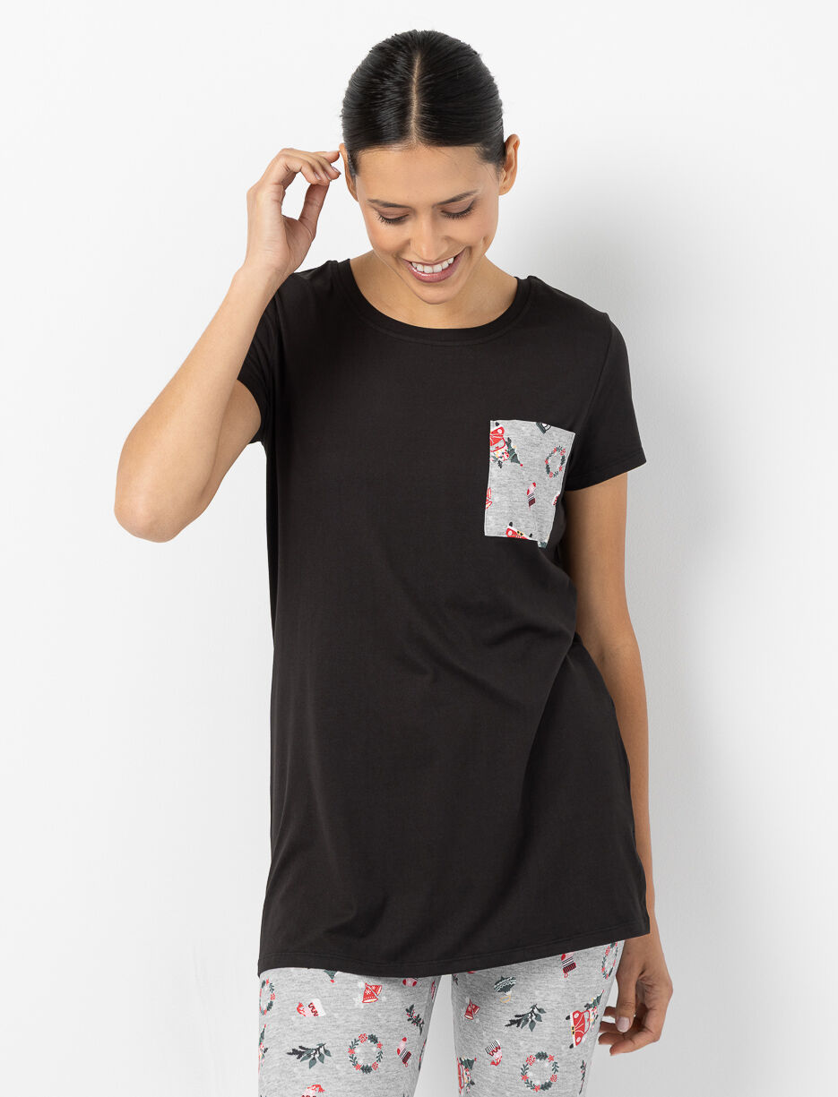 Tunique à poche imprimée Noël
