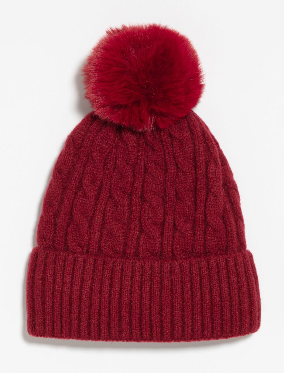 Tuque en tricot &agrave; pompon - femme