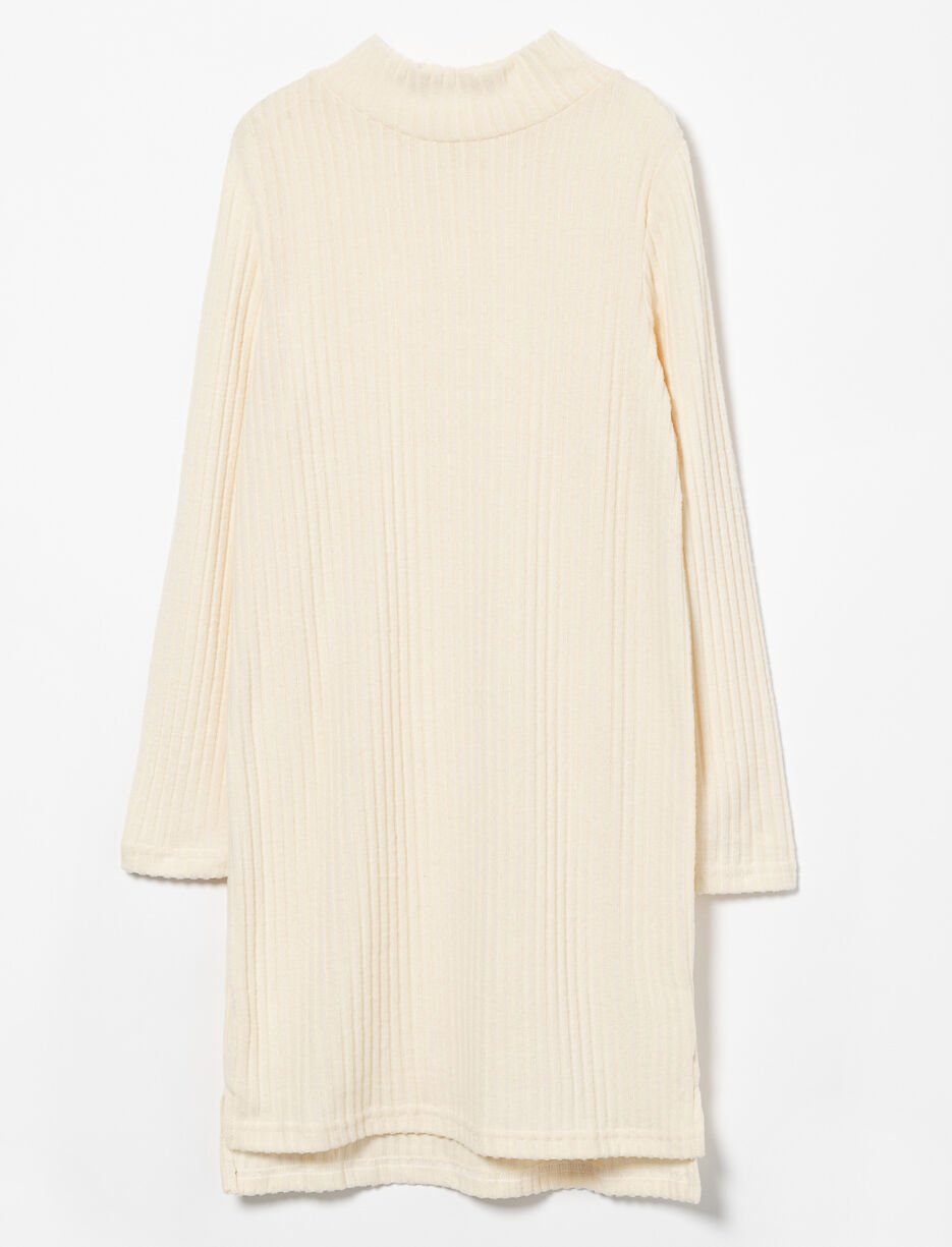 Robe côtelée à col montant