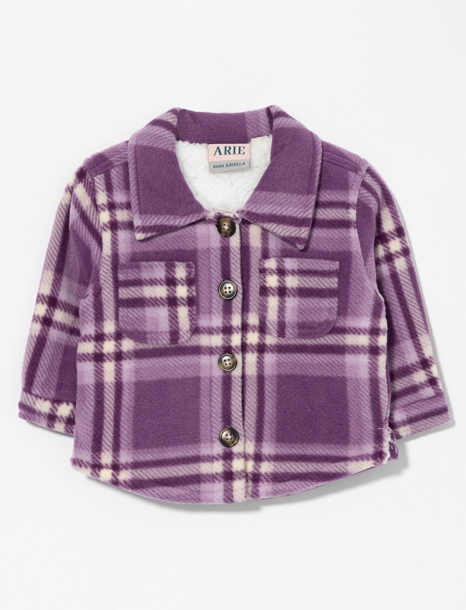 Veste-chemise à carreaux doublée sherpa - bébé fille