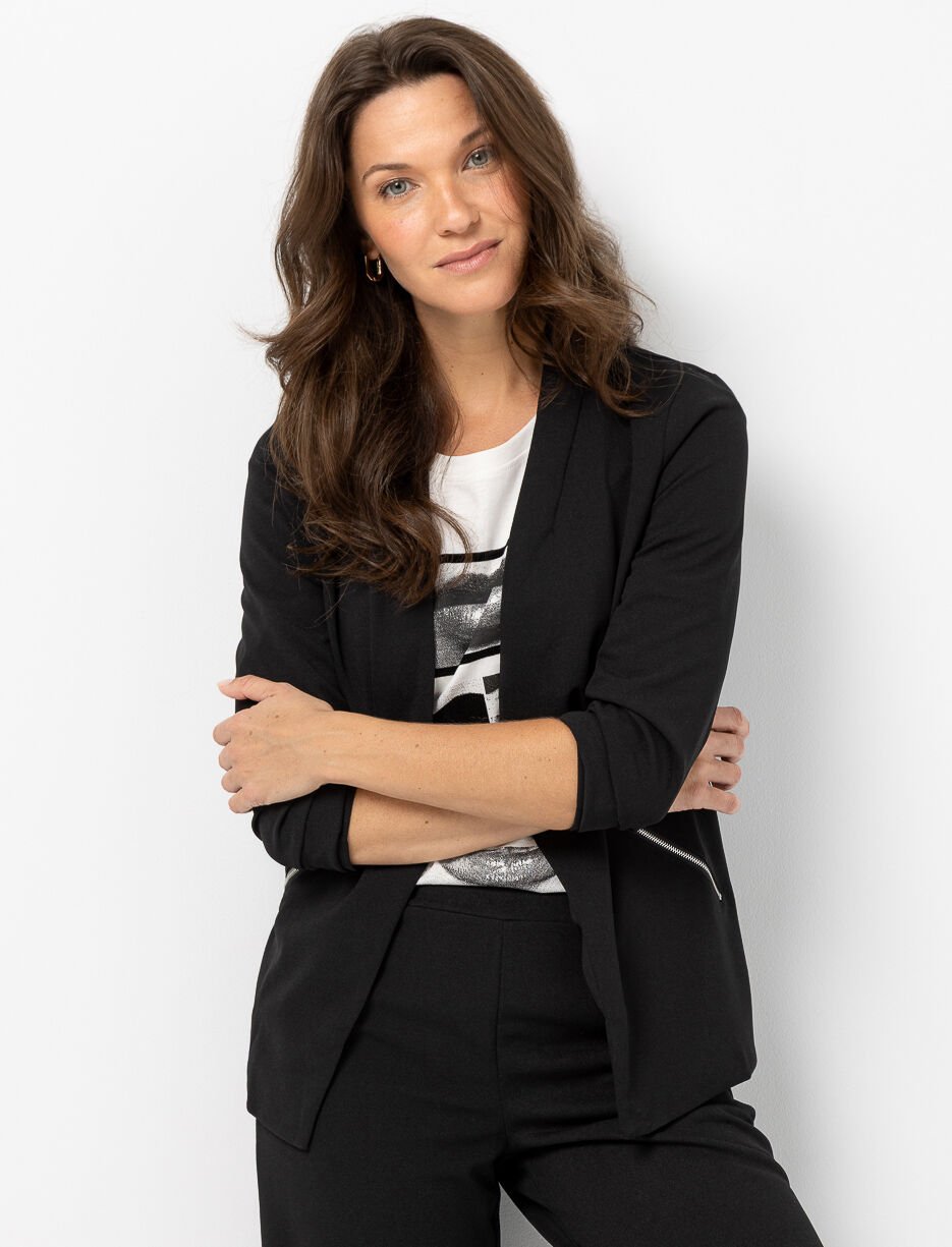 Veston ouvert avec poches zippées décoratives