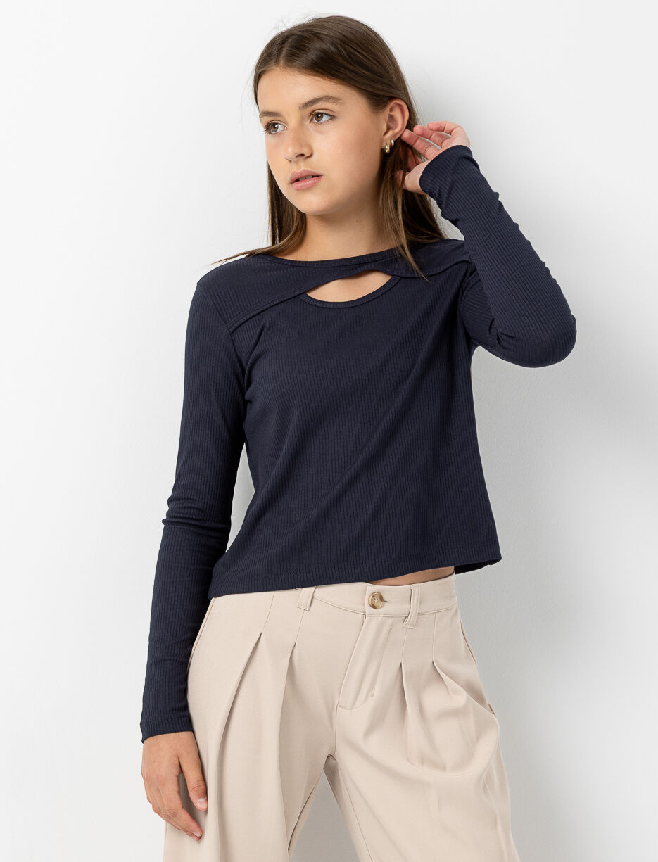 T-shirt ajusté côtelé