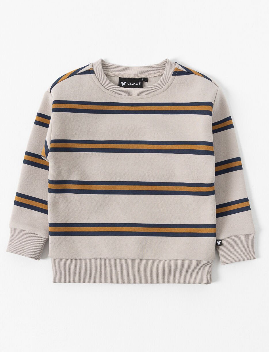 Chandail ouaté à rayures à col rond - petit garçon