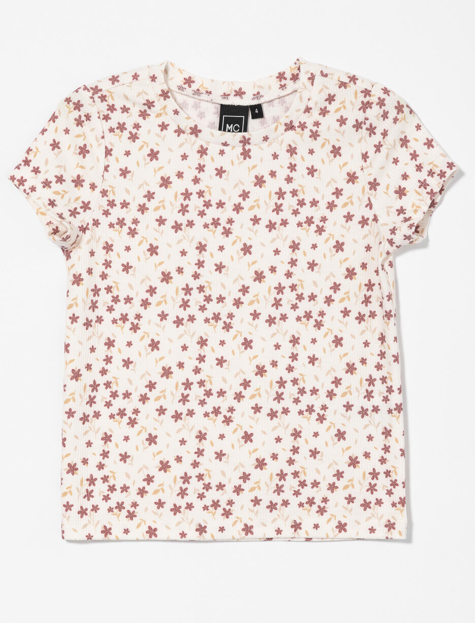 Floral Ribbed T-shirt - Little Girl