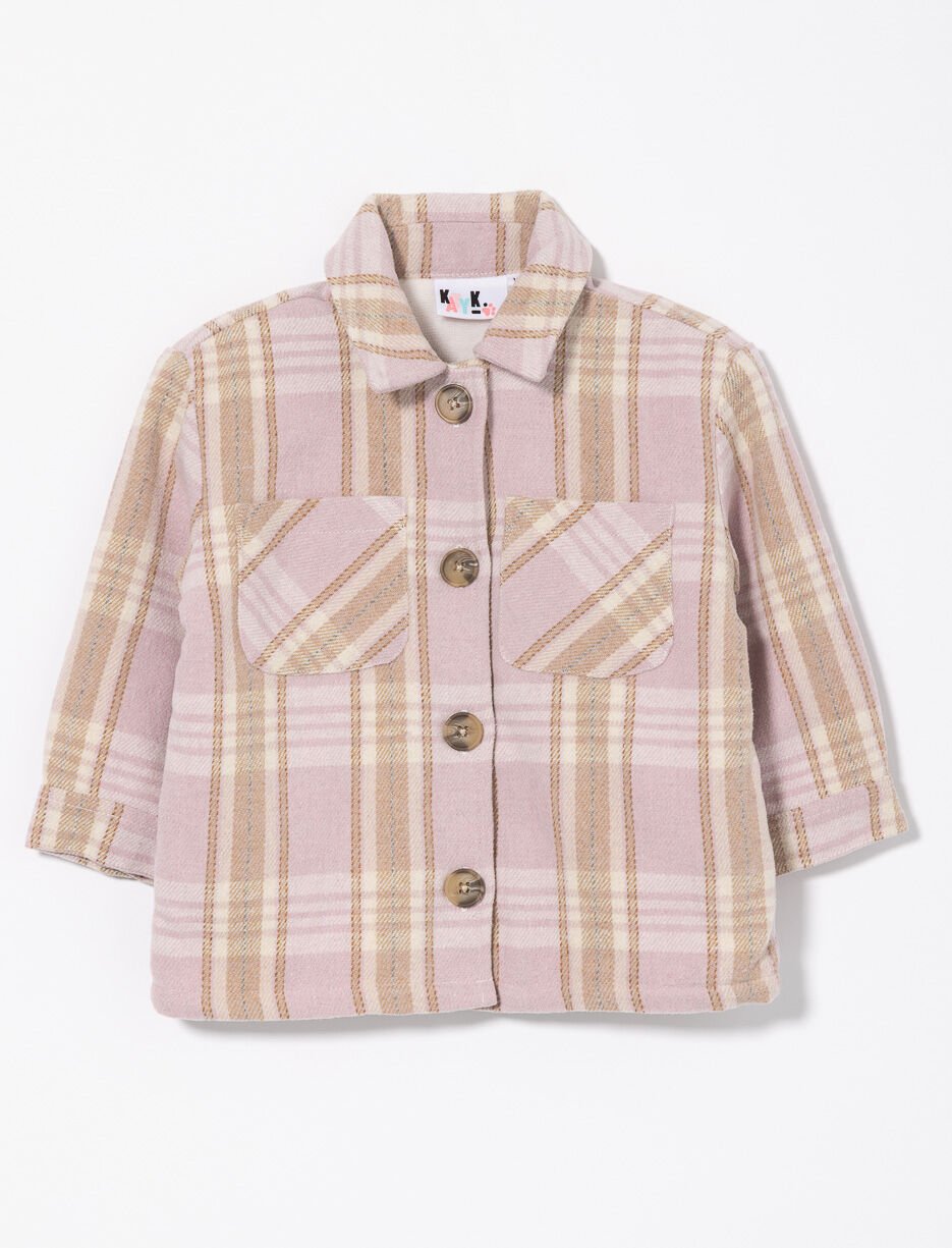 Veste-chemise à carreaux doublée sherpa - bébé fille