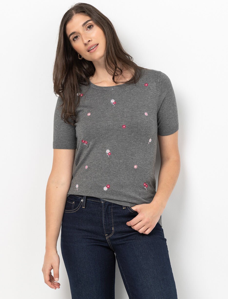 T-shirt en tricot à fleurs