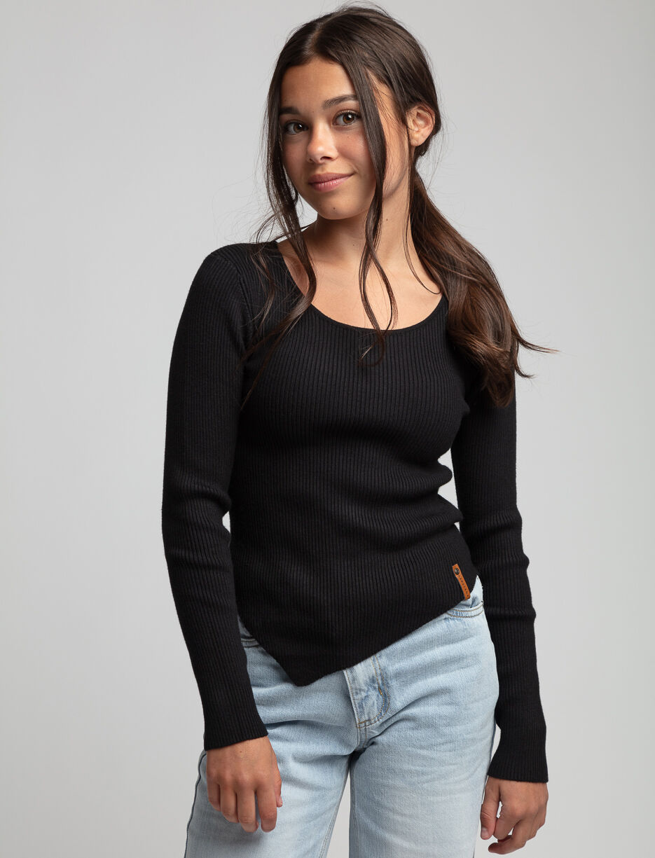 T-shirt côtelé asymétrique