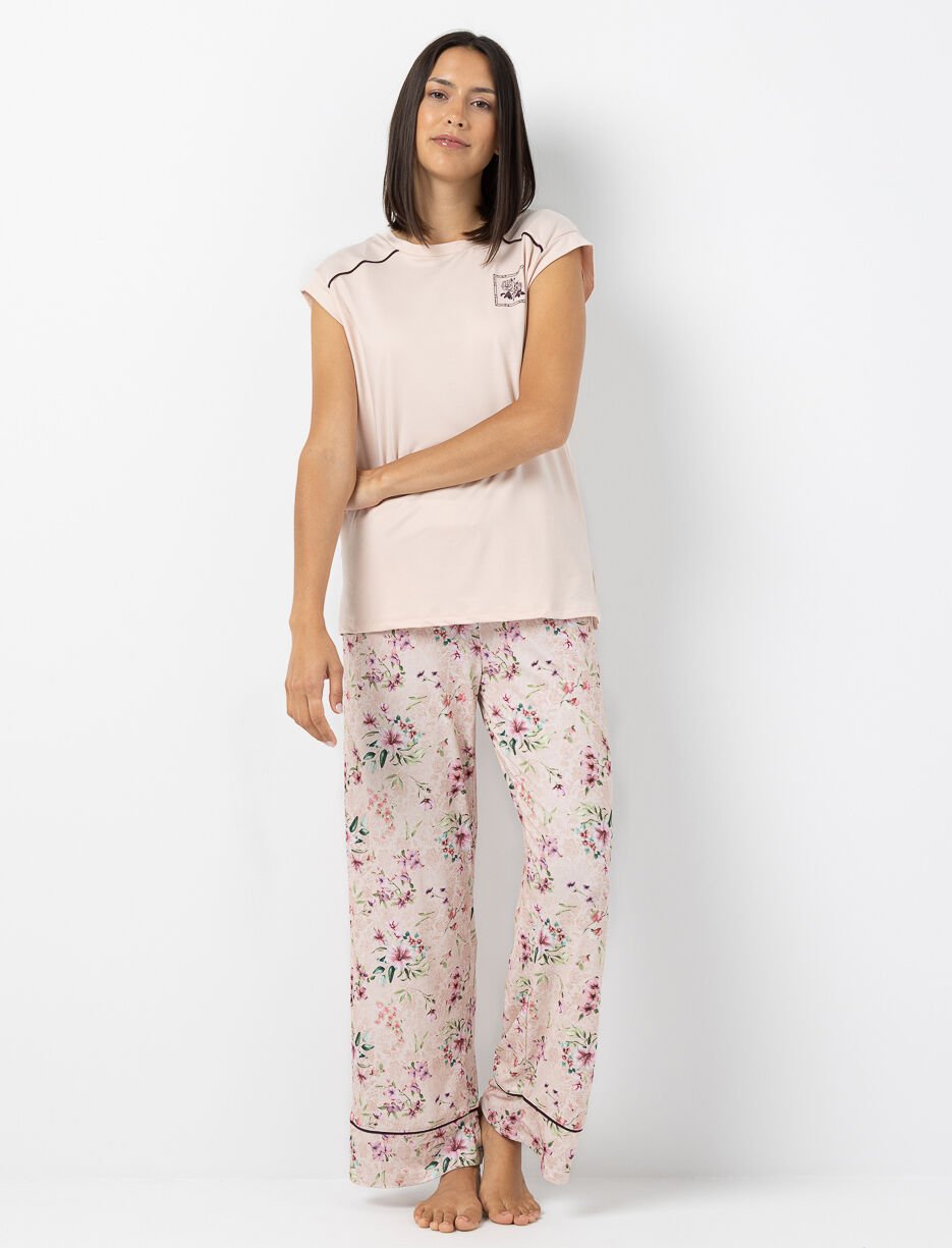 Pantalon de nuit à jambe large et imprimé floral
