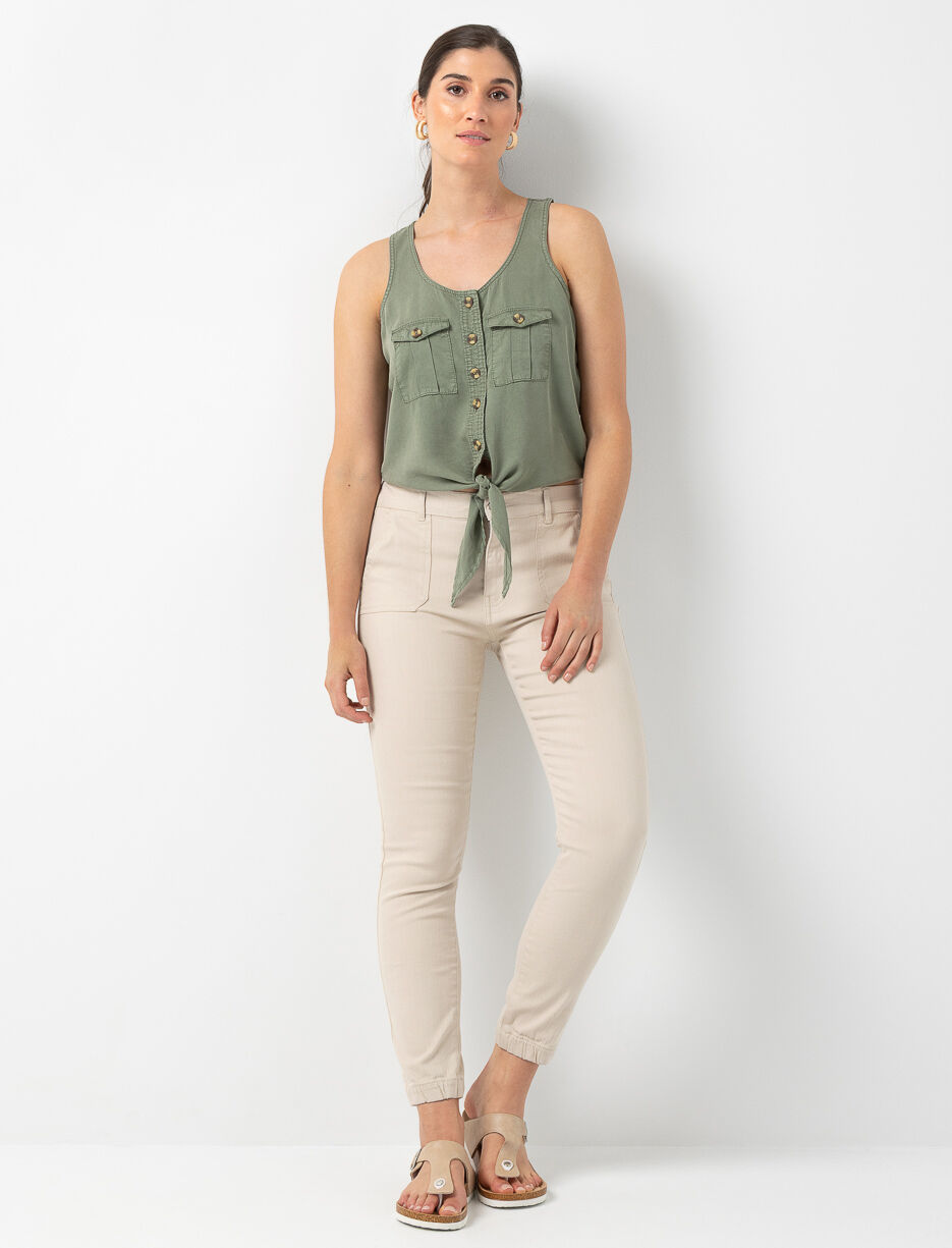 Pantalon cargo à bas élastique