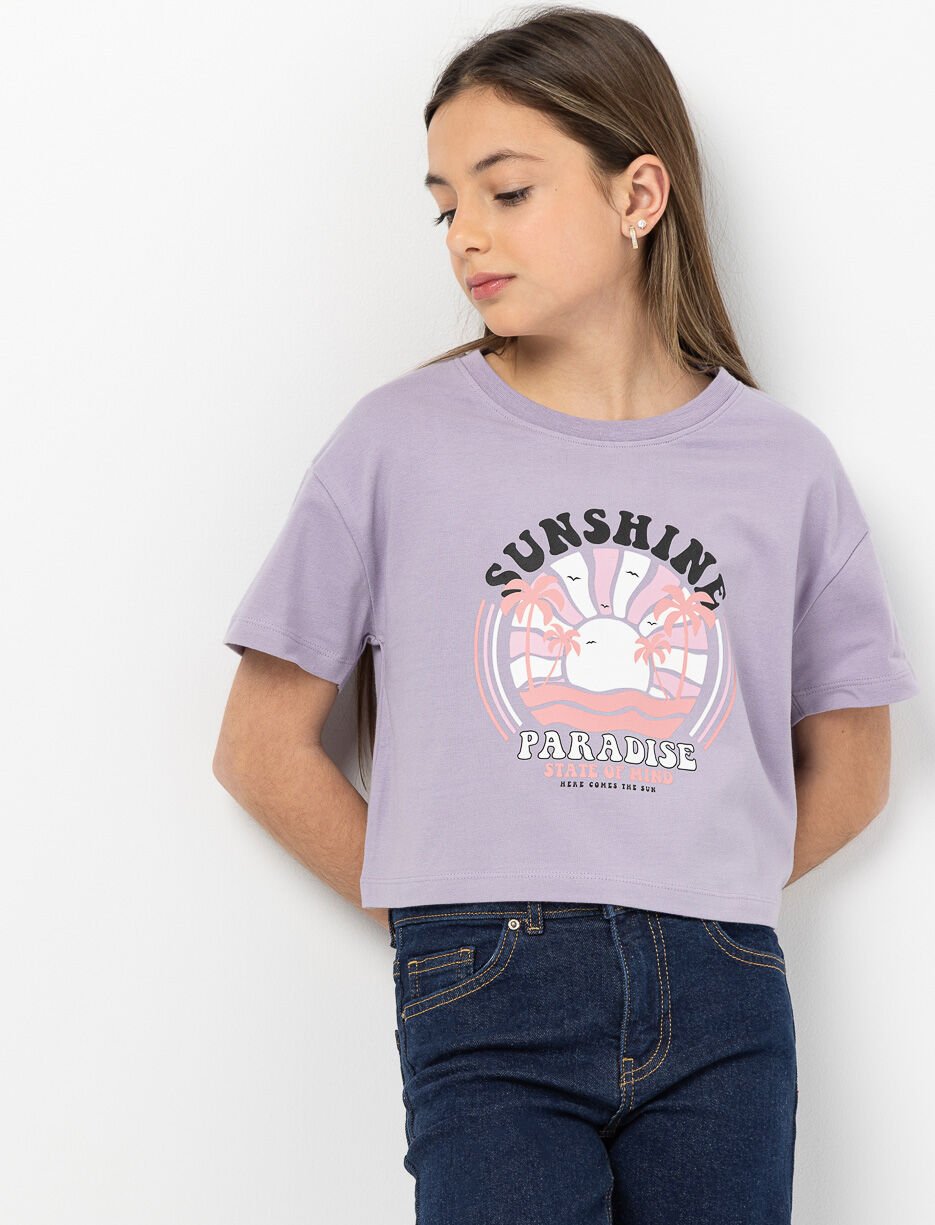 T-shirt court imprim&eacute;