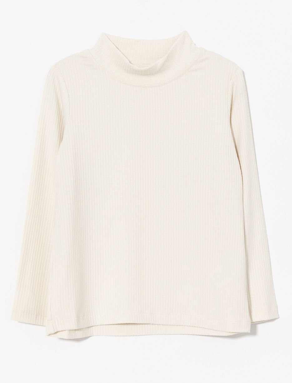 T-shirt côtelé à col montant - petite fille