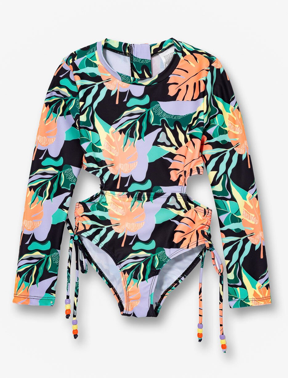 Maillot dermoprotecteur 1 pi&egrave;ce &agrave; d&eacute;coupes - petite fille