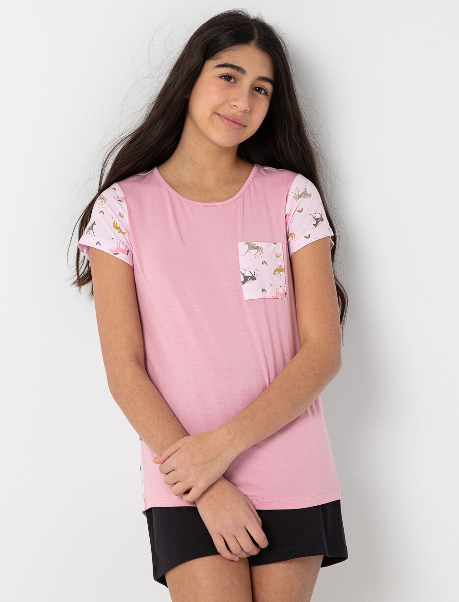 T-shirt imprim&eacute; &agrave; poche