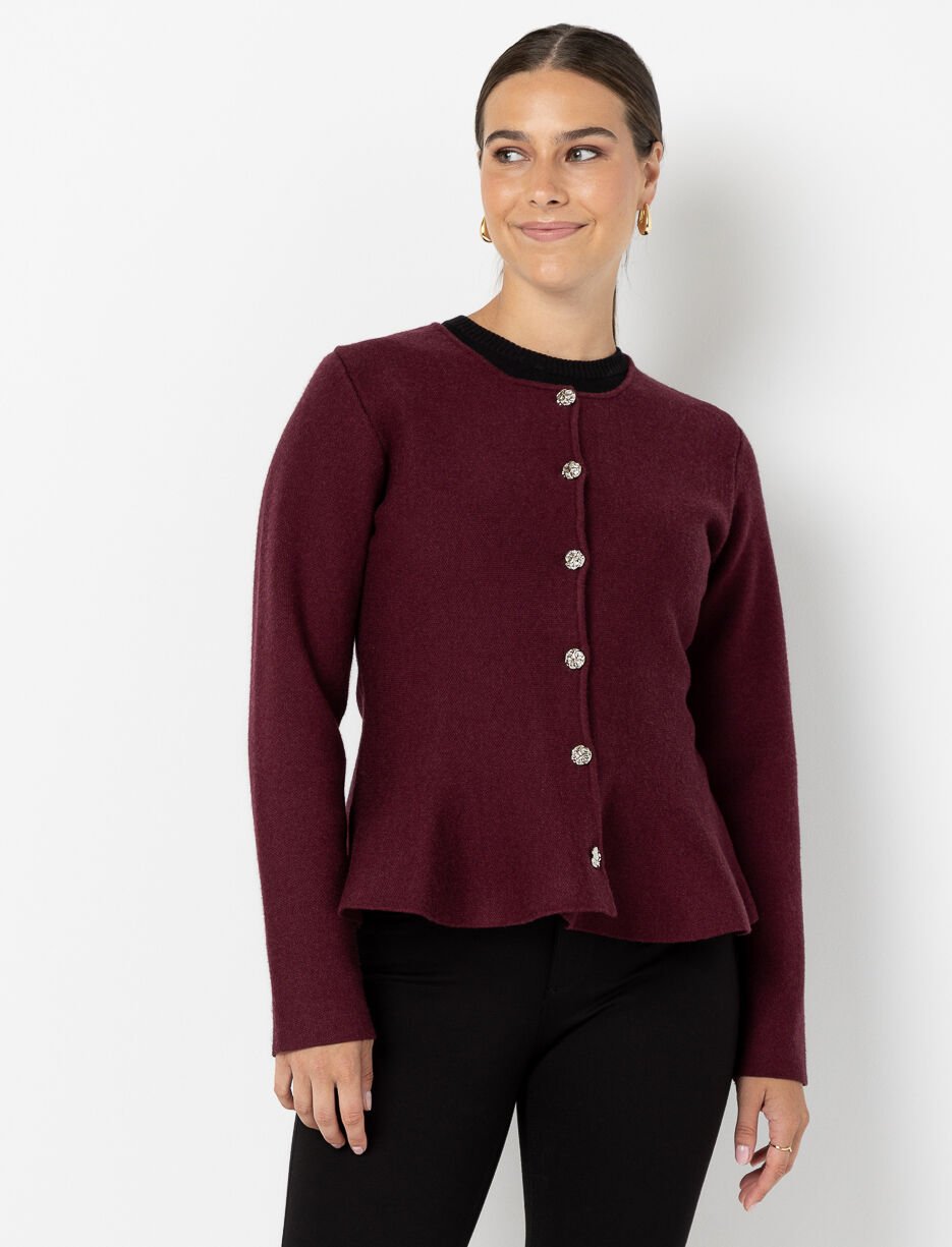 Cardigan peplum avec boutons décoratifs