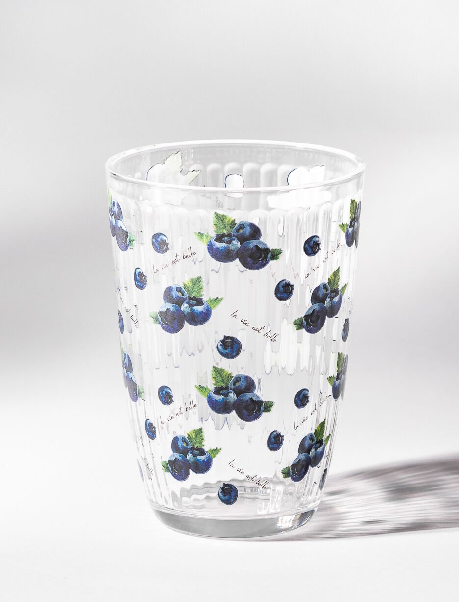 Verre textur&eacute; bleuets
