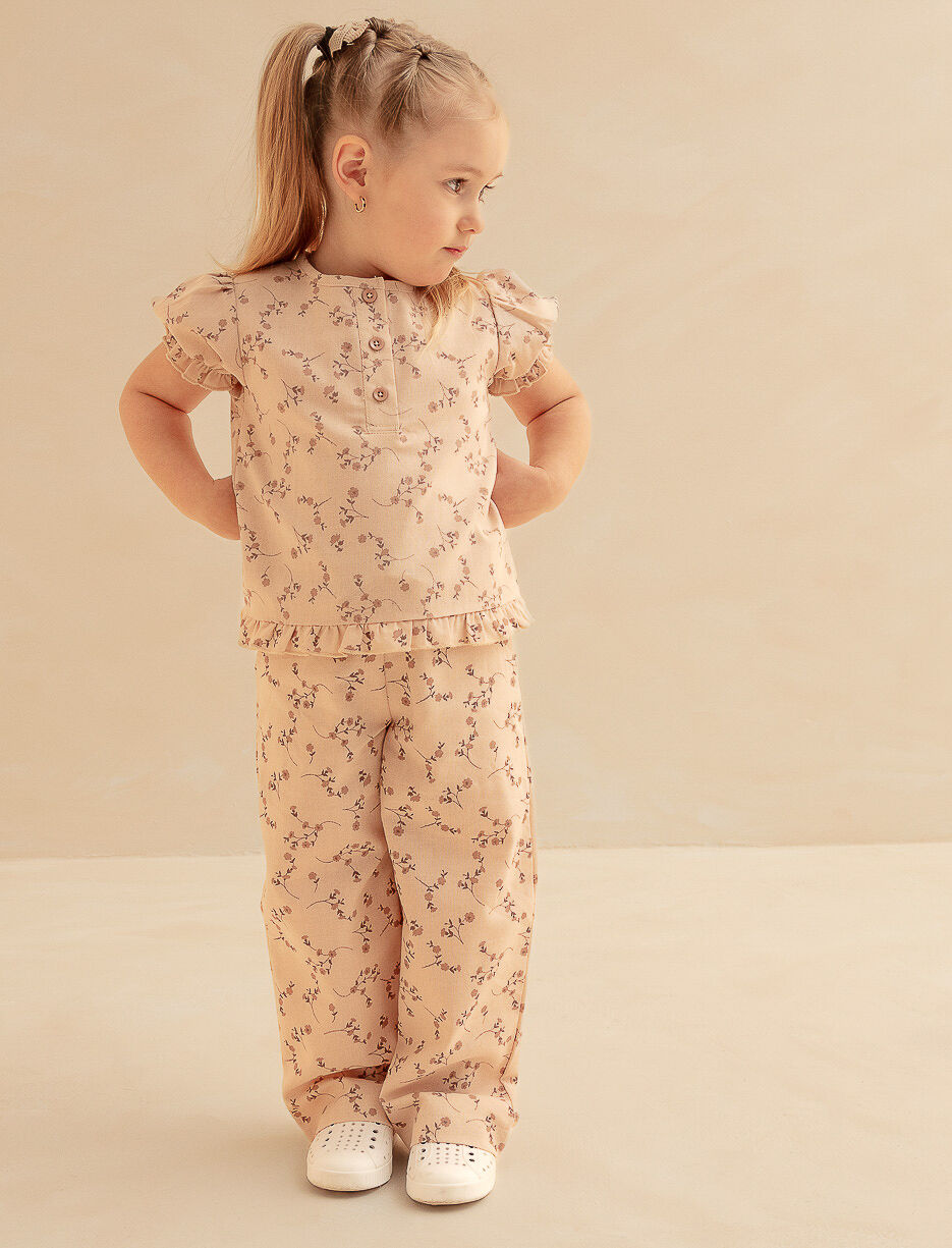 Floral Pants with Elastic Waistband