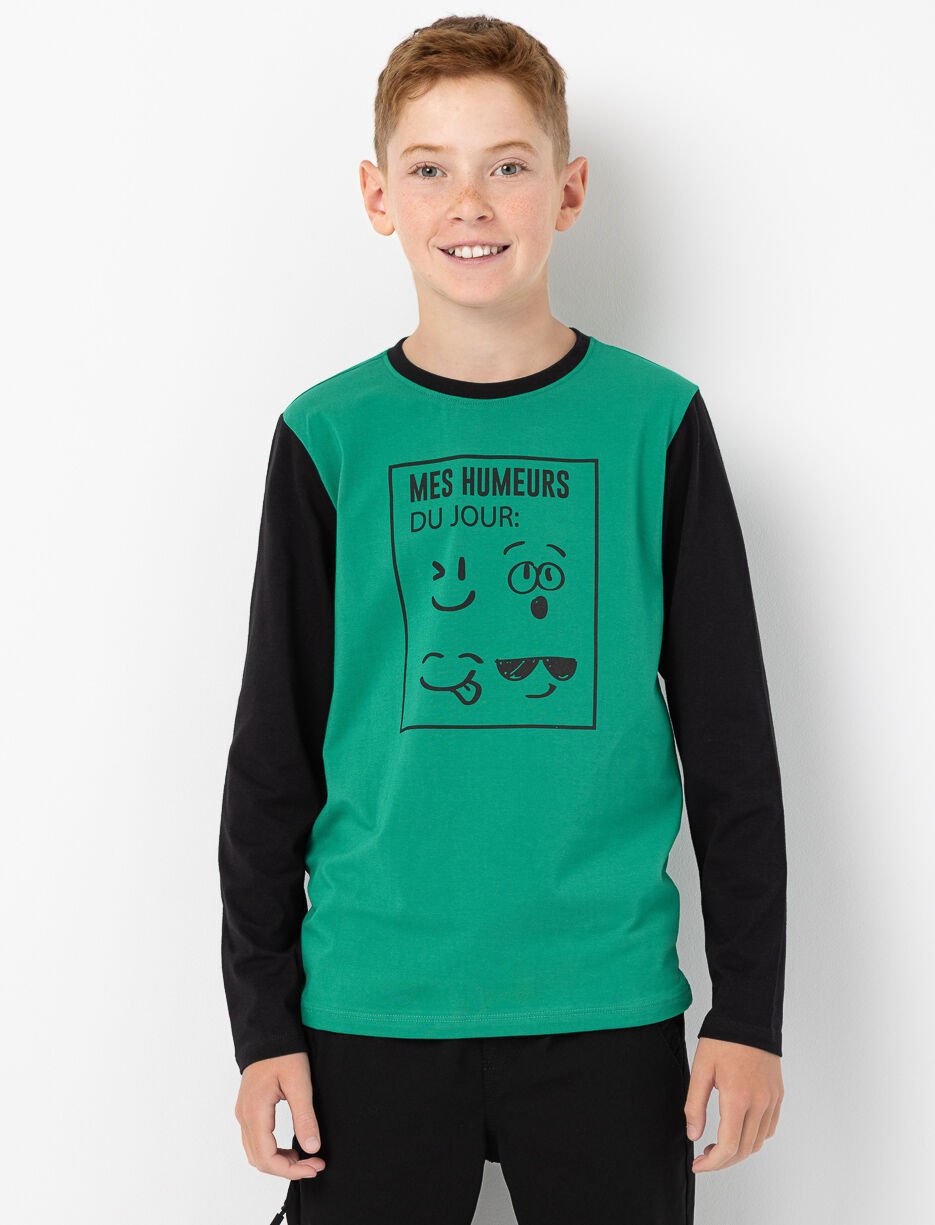 T-shirt imprimé à manches longues avec col rond