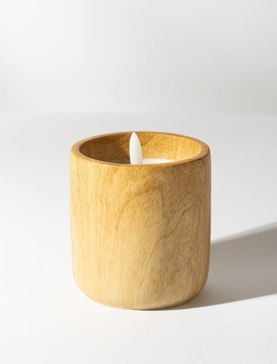 LED Wooden-look Candle