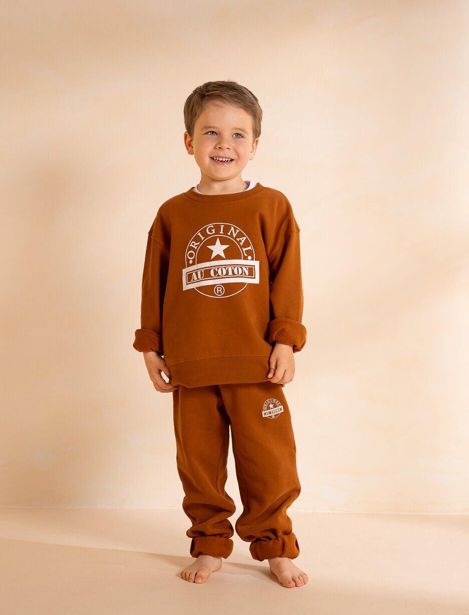 Pantalon ouaté imprimé à taille élastique - petit garçon